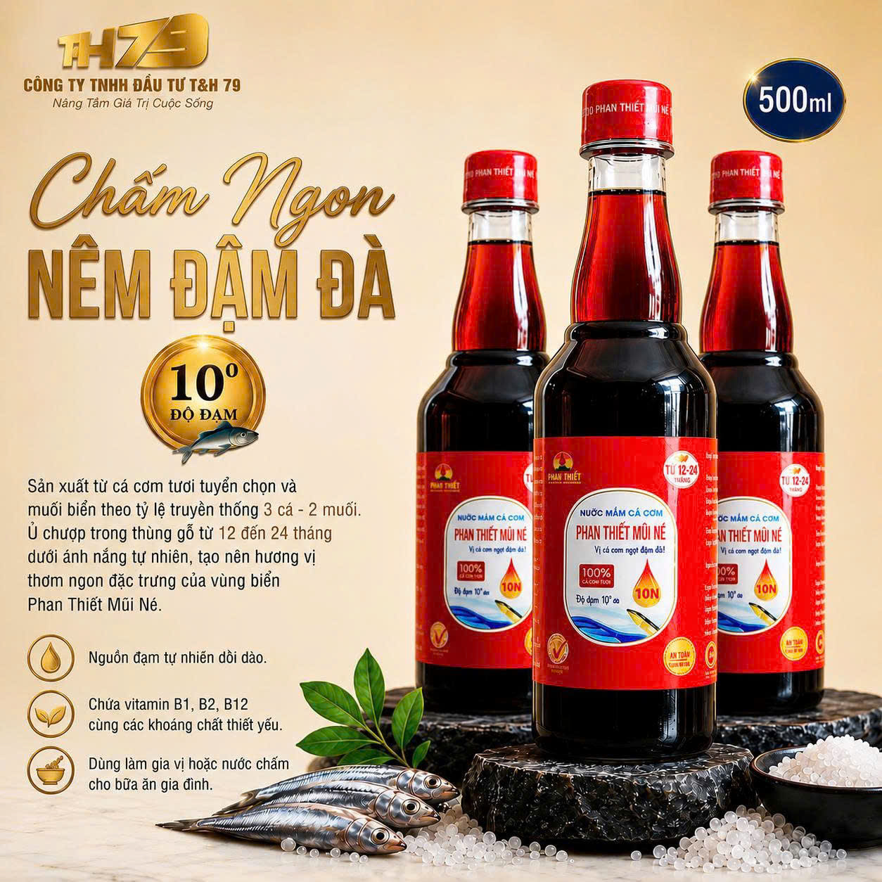 Nước Mắm Cá Cơm Truyền Thống Phan Thiết Mũi Né 30 Độ Đạm.